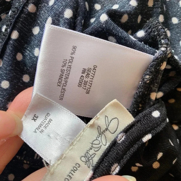 Jessica Simpson Collection Black White Poker Dot Casual Summer Top Women Plus 3X - Picture 3 of 5